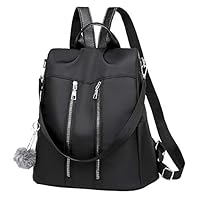 Women Backpack Purse Nylon Waterproof Anti-theft Rucksack Shoulder Bag (Black)