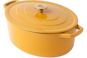 Cast Iron Dutch Oven, Oval, Cast Iron, 5.2 L (5.5 qt.) Yellow