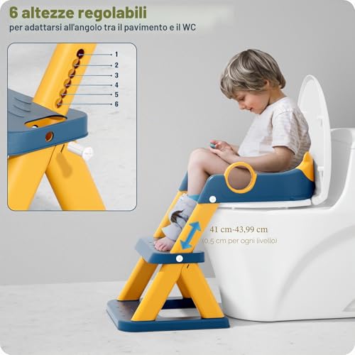 Rabb 1st Children's Toilet Reducer, Raised Seat for Men and Women, Non-Slip Anti-Splash Platform for Toilet, Blue Yellow