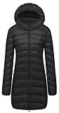 Cloudy Arch Women's Winter Lightweight Packable Hooded Down Coat(Black,M)