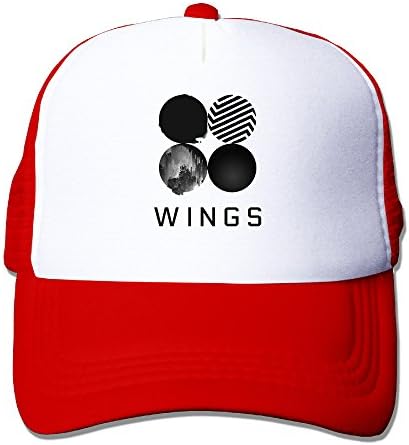 Kpop Wings Bts Hat Mesh Back Fashionable Red One Size For Adult