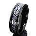 Queenwish 8mm Black Tungsten Men's Ring Celtic Dragon Wedding Band Blue Carbon Fibre Inlayed Infinity Band Size 6-14