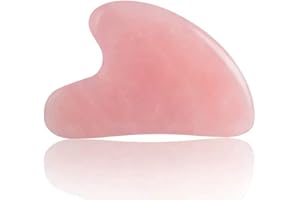 Gua Sha Facial Massage Tool - Pink Rose Quartz Scraping Stone for Skincare, Anti-Aging, Firming, and Slimming - Natural Jade 