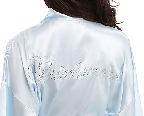 Vintava Women's Satin Wedding Dressing Gown Short Kimono Robe for Bride Bridesmaid