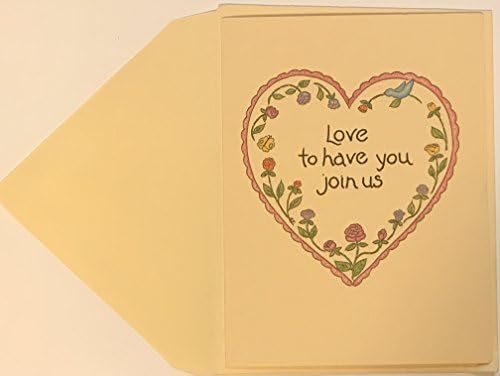 Vintage Floral Heart Party Invitations (8 Count) - Vanilla Cream Envelopes- Love to have you join us