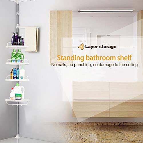 Corner Shower Caddy, Shower Corner Caddy Tension Pole with 4 Tier Constant Shower Organizer for Bathroom Bathtub Adjustable Corner Rack 3.3ft-8.5ft