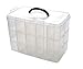 Kamay's 3-Tier Transparent Stackable Adjustable Compartment Slot Plastic Craft Storage Box Organizer Snap-Lock Tray Container 3 Sizes 4 Candy Colors Available (Extre Large 30 Compartment, White)