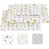 Softan Queen Bed Sheet Set, 4 PC Floral Printed Brushed Microfiber Elegant Bedding Set, 1 Flat Sheet,1 Deep Pocket Fitted Sheet, and 2 Pillow Cases, Breathable & Silky Soft Feeling Sheets.