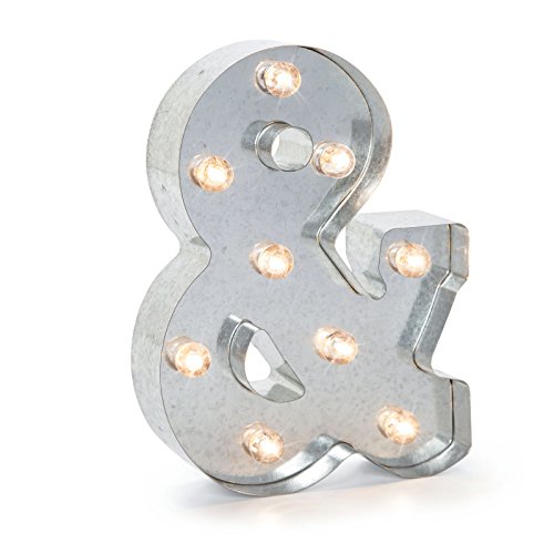 Darice Silver Metal Marquee Ampersand (&) - Industrial, Vintage Style Light Up Symbol Includes an On/Off Switch, Perfect for Events or Home Décor (5915-748)