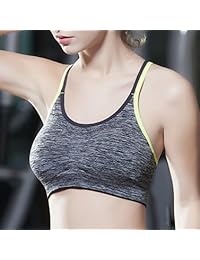 CLOUSPO - Sujetador deportivo para mujer, con tiras, correas finas, sin alambre, almohadillas extraíbles, sostén de yoga, para entrenamiento, fitness