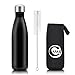Stainless Steel Water Bottle & Nylon Brush & Neoprene Cover Set, Vacuum Insulated Travel Water Bottle, 17oz Double Wall Water Cup