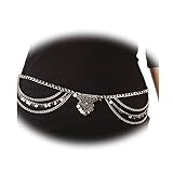 Boosic Dangle Coin Belt Dance Tassel Adjustable Waist Chain Belt Gypsy Bohemian For Women Silver