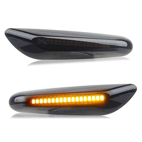 RUXIFEY LED Side Marker Turn Signal Lights Compatible with BMW E90 E91 E92 E93 E46 E53 X3 E83 X 1 E84 E81 E82 E87 E88, Smoked Lens, Pack of 2 - Thumbnail 4