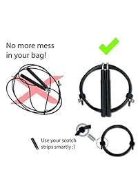 Jumping Rope Fitness Sport Rope Speed Rope Ball Bearing Adjustable to Fit Men,Women&Children Comes with A Carrying Bag+2 Scotch Strips Organizer Workout for Exercise,Crossfit,Outdoor &Boxing Training