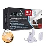 12 Pack Best Drawer Locks Child Safety, First Baby Cabinet Safety Latches No Tools, No Holes, Super Easy to Install, Strong Adhesive for Cupboard Locks Baby Proof, Amazing Child Proofing