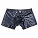 FEESHOW Men's Faux Leather Wet Look Buckled Pouch Boxer Shorts Briefs Pants