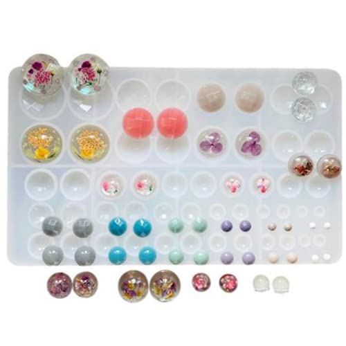 【Ever garden】 レジン 丸 半円 半球 宝石 シリコンモールド ネックレス アクセサリー パーツ 作成 UVレジン オルゴナイト エポキシ樹脂 樹脂粘土 型 抜き型 キット 道具 (宝石 ペア 丸) の商品画像