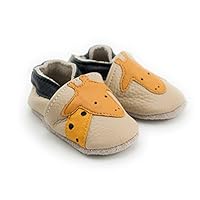 CoCoCute Baby Moccasins - Soft Genuine Leather Sole Baby Shoes and Toddler Moccasins for Boys and Girls (18-24 Months, Giraffe)