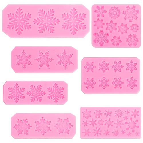 Christmas Snowflake Silicone Molds,Christmas Snow Chocolate Fondant Mold for Cake Candy Sugarcraft Cake Decoration Sugar Cupcake Topper Polymer Clay Crafts