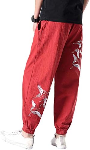 Mirecoo Men's Summer Boho Hippie Wide Leg Cotton Baggy Harem Pants Trousers with Pockets