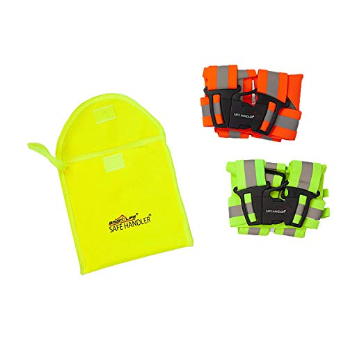SAFE HANDLER Reflective Fluorescent Belt | 360 º Fluorescent Visibility, Lightweight, Reusable, Adjustable, Easy to Wear (Orange & Yellow 2 PACK)