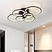 HOUDES Modern Chandeliers LED Acrylic Island Lighting Close to Ceiling Light for Kitchen Living Room Dining Roome with Eemote Control Black(6Rings-Dimmable)