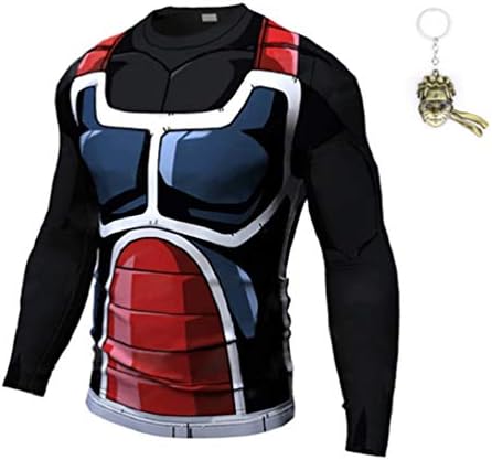 JarilnMo Men DBZ Goku Compression Workout Armor Long Sleeve/Short Sleeve Shirt with Free Keychain