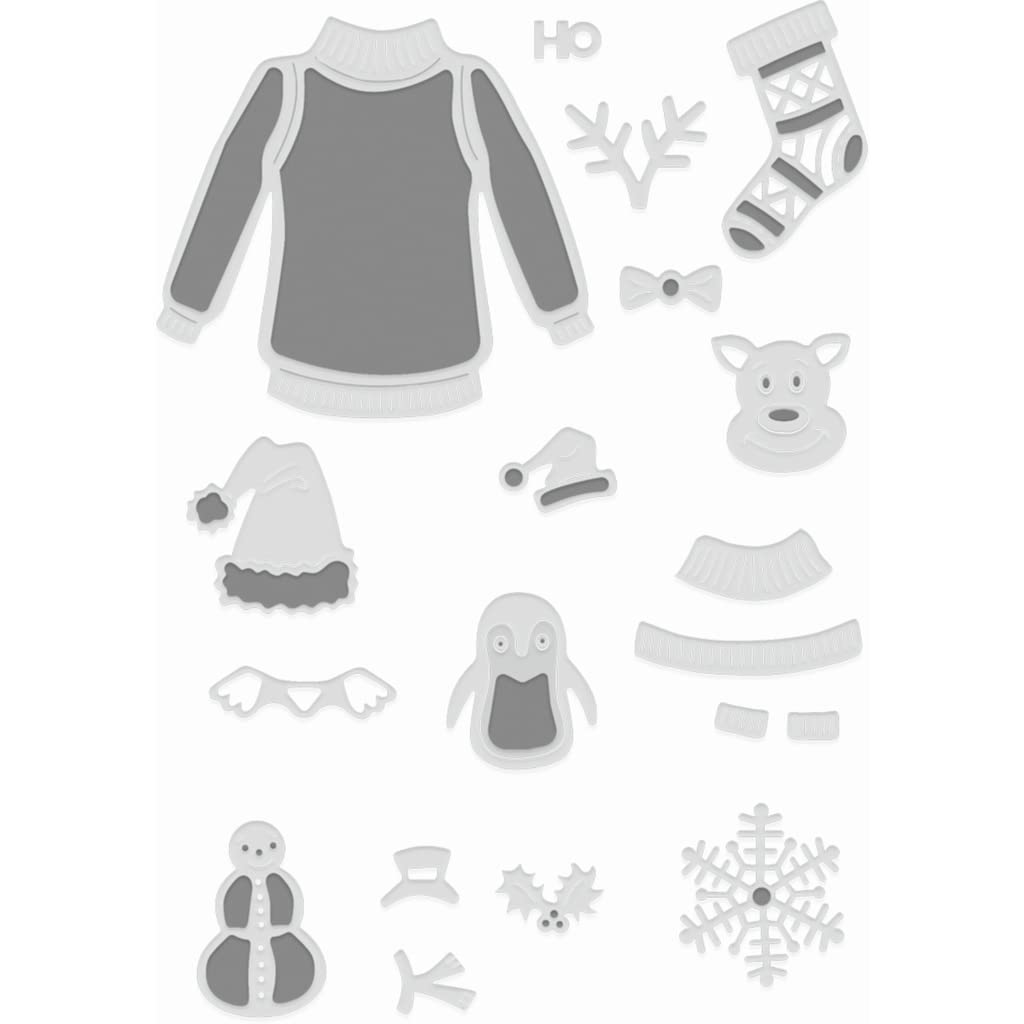 Sweet Dixie Metal Cutting Dies Christmas Jumper 2, Silver, SDD607
