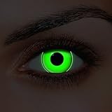 Adults Mens Ladies Green UV Halloween Carnival Cosmetic Coloured Fancy Dress Eye Wear Accessory with Contact Lens Case exclusive to Dress You UP TM