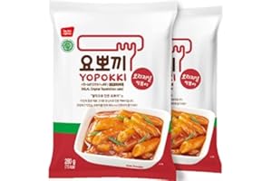 Yopokki Instant Halal Tteokbokki Pack (Sweet Mild Spicy, 2 Packs) Korean Street food with sweet and moderately spicy sauce Topokki Rice Cake - Quick & Easy to Prepare