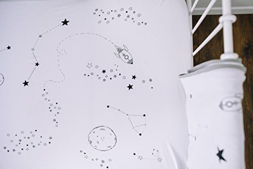 Baby/Toddler Fitted Sheet 100% Jersey Cotton Custom Space Illustrations for Crib or Nursery Bed (Grey)