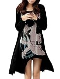 Allegra K Women's Skull Pattern Handkerchief Hem Loose Tunic