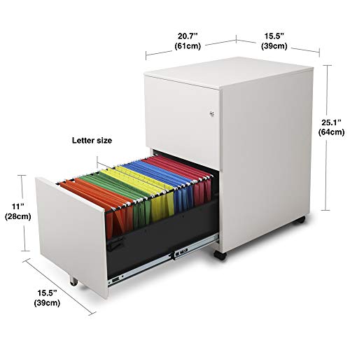 Aurora Modern Soho Design 2Drawer Metal Mobile File with Lock