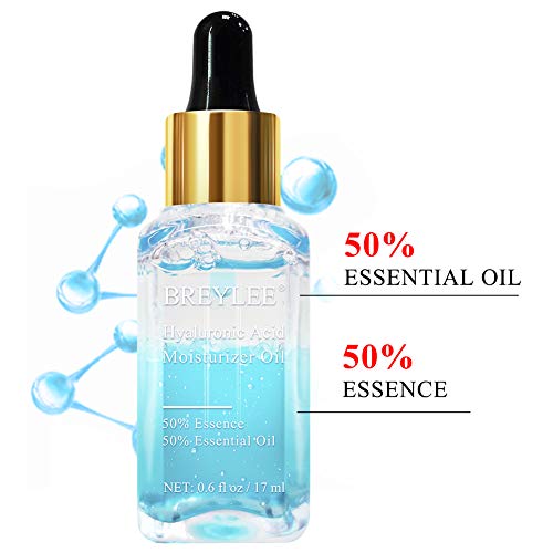 Hyaluronic Acid Moisturizer Oil, BREYLEE Moisturizing Face Oil Hydrating Face Serum Organic Facial Serum With Vitamin E and Vitamin B5 for Skin Care and Hair Care (17ml, 0.6fl Oz)