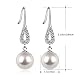 D.Perlla Sterling Silver Pearl Earrings with Crystal Dangle Women Earrings Bridal Ear Studs Betrothal Gifts.