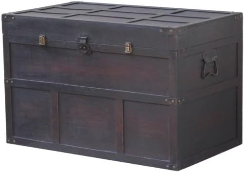 Lana45 Trunk Antique Steamer Chest Wood Metal Home Decor Storage Vintage Modern Decor