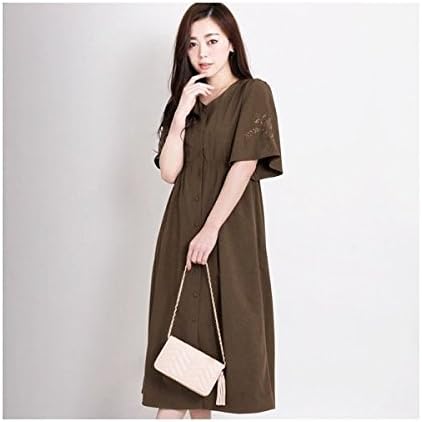 Amazon マーサ Martha フラワーエンブロイダリースリーブワンピース モカ M ワンピース チュニック 通販