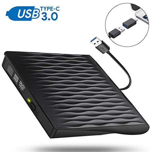 External DVD Drive, USB 3.0 USB C Dual Port Portable External CD DVD Rewriter Burner Writer, High Speed Data Transfer Optical Drives for Laptop/Macbook/Desktop/Win10/8/7 (Black with Type C Adapter) - Thumbnail 7