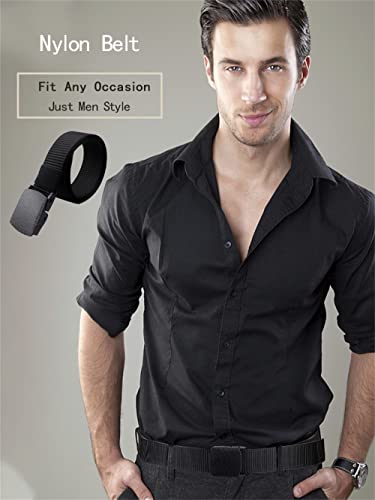 Tactical Belt, Military Style Gun Belt Nylon Canvas Breathable Men Waist Belt with Plastic Buckle