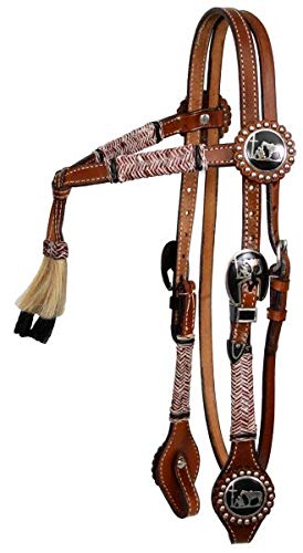 Showman Leather Futurity Knot Rawhide Braided Browband Headstall w/Praying Cowboy Conchos & Reins! New Horse TACK!