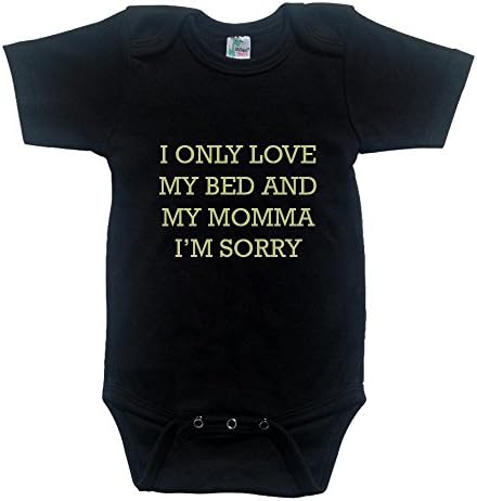 Baby One Piece | Baby Onesie Suit | OVO Inspired I Only Love My Bed and My Mamma, I'm Sorry (3-6 Months, Black)