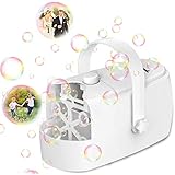 Zerhunt Bubble Machine, Durable Automatic Bubble Blower for Kids, Operated by Plug in or Battery with 2 Speed Level, White