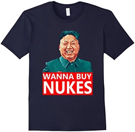Mens Funny Kim Jong Un Rocket Man Costume Mask T-Shirt Large Navy