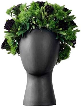 JCPIING Head Shape Creative Ceramic Cool Artificial Flower Vase Modern Home Decorations Interior Ornaments Diplay Decors Artwork Without Artificial Flower (Matt Black)