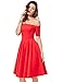 50s Style Red Christmas Dress Off Shoulder Bridal Showers Dress (Red, L)
