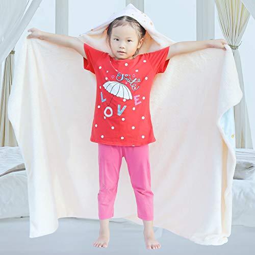 SKOLOO Soft Pink Hooded Blanket for Girls, Wearable Blanket Hoodie