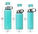 MIRA 40 oz Insulated Water Bottle - Stainless Steel Sports Flask with 2 Lids (Straw & Handle) - Cold Drink Thermos - Teal