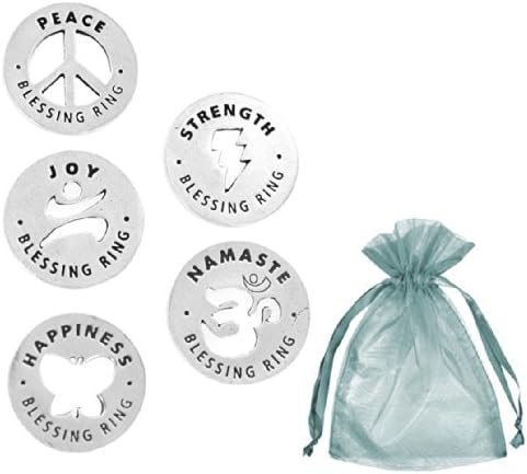 Bag of NAMASTE Blessings Rings Pewter Coin Tokens, Bag of 5