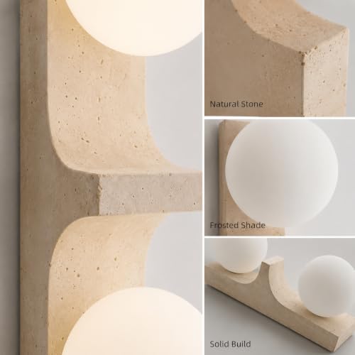 Lámpara de pared estilo wabi-sabi japonés,Aplique regulable con pantalla de piedra natural,Luz de pared vintage de base G4,Lampara de pared dormitorio,Iluminacion para sala,comedor,pasillo (F)