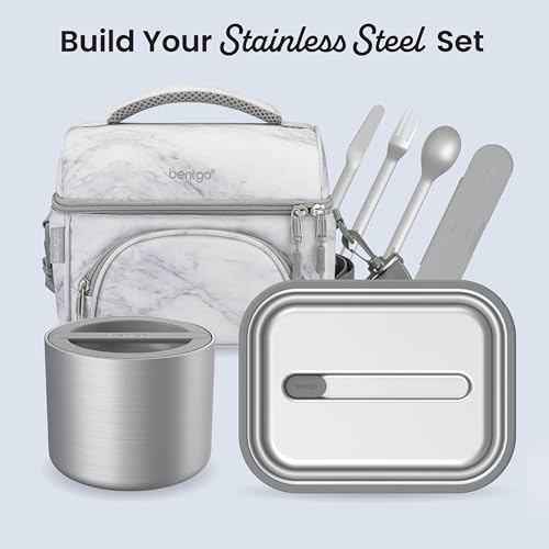 Bentgo MicroSteel Leak-Proof Lunch Box, Microwave-Safe and Oven-Safe Bento Container with Removable Divider, Airtight Lid, Stainless Steel, 5-Cup Capacity, BPA-Free (Stainless Steel)